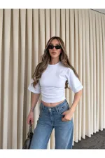 Beyaz Yanı Drapeli Body - 261003