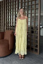 Sarı Renk Geçişli Elbise