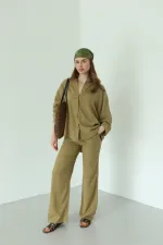 Khaki Lirio Shirt and Pants Set - 8674
