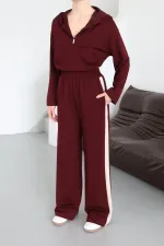 Ensemble bordeaux à capuche et garniture - 8569