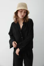 Ensemble chemise et pantalon noir texturé