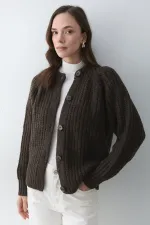 Gilet 5 boutons couleur café chiné - 251061