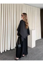 Siyah Uçuşan Pelerin Panço - 0901