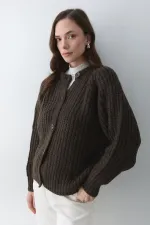 Gilet 5 boutons couleur café chiné - 251061