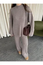 Ensemble pull en maille vison - 98078