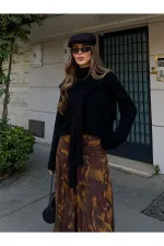 Siyah Şal Detaylı Kazak - 251180