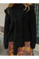 Siyah Şal Detaylı Kazak - 251180