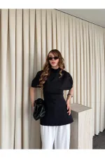 Siyah Pelerinli Straplez Bluz - 1101