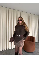 Jupe à motifs bordeaux et noir - 251151