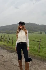 Off-White Vest with Gold Buttons - 4495