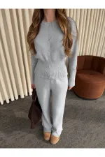 Ensemble en maille grise à boutons-pression - 904