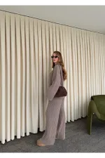 Ensemble pull en maille vison - 98078