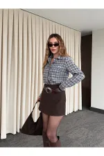 Mavi Kahverengi Cep Kapaklı Gömlek - 508