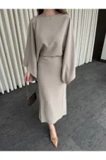 Vizon Yarasa Kol Modal Elbise - 5000