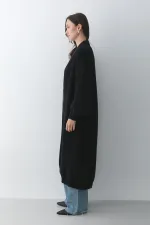 Gilet long noir en maille - 251015