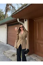 Haki Kruvaze Tek Düğmeli Ceket - 7011