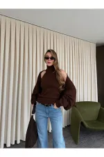 Ensemble boléro tricoté marron foncé - 601117