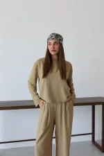 Ensemble chemisier et pantalon kaki Marisol