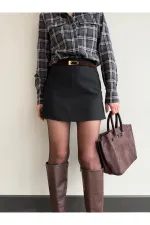 Siyah Mini Şort Etek - 251139