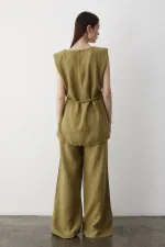 Haki Aksesuar Detaylı İkili Takım