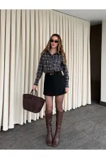 Siyah Mini Şort Etek - 251139