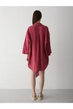 Burgundy Flam Linen Kimono Shirt