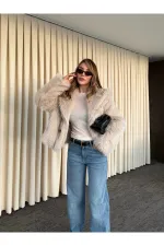 Manteau en fourrure beige - 9679