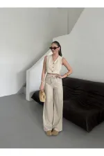 Taş %100 Keten Palazzo Pantolon