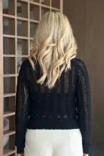 Chemisier noir en maille - 4413