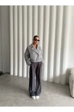 Grey Short Belted Cashmere Jacket - 9495