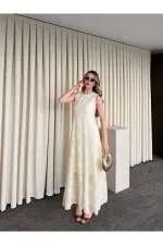 Beige Fairy Embroidered Dress - 2489