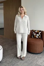 Ensemble pull en maille beige - 98074