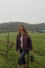 Bordo Cepli Kadife Yaka Ceket - 5124