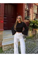 Siyah İspanyol Kol Bluz - 261021
