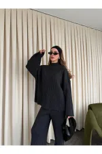 Ensemble pull en maille anthracite - 98078