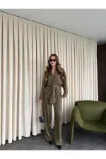 Khaki Buckled Shirt and Trousers Set - 51240 Khaki Buckled Shirt and Trousers Set - 51240