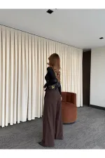 Kahverengi Kemerli Tasarım Pantolon - 251032