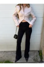 Siyah İspanyol Paça Jean - 2106