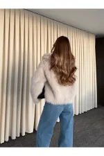 Manteau en fourrure beige - 9679