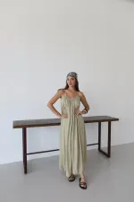 Haki Askılı Rahat Kesim Elbise