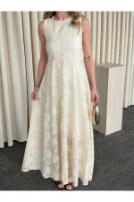 Beige Fairy Embroidered Dress - 2489