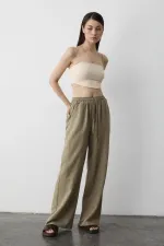 Pantalon en coton et lin Çağla avec taille élastique