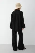Ensemble chemise et pantalon noir texturé