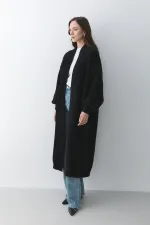 Gilet long noir en maille - 251015