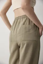 Pantalon en coton et lin Çağla avec taille élastique