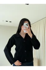 Siyah Büyük Cepli Hırka - 9011