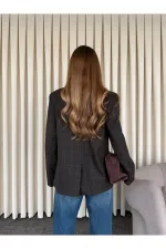 Kahverengi Hakim Yaka Ekose Ceket - 4103