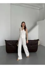 Ensemble gilet et pantalon à rayures blanches - 8555