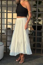 Siyah Tek Omzu Açık Asimetrik Bluz - 251006