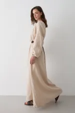 Robe en mousseline naturelle avec détail de lien - 2004